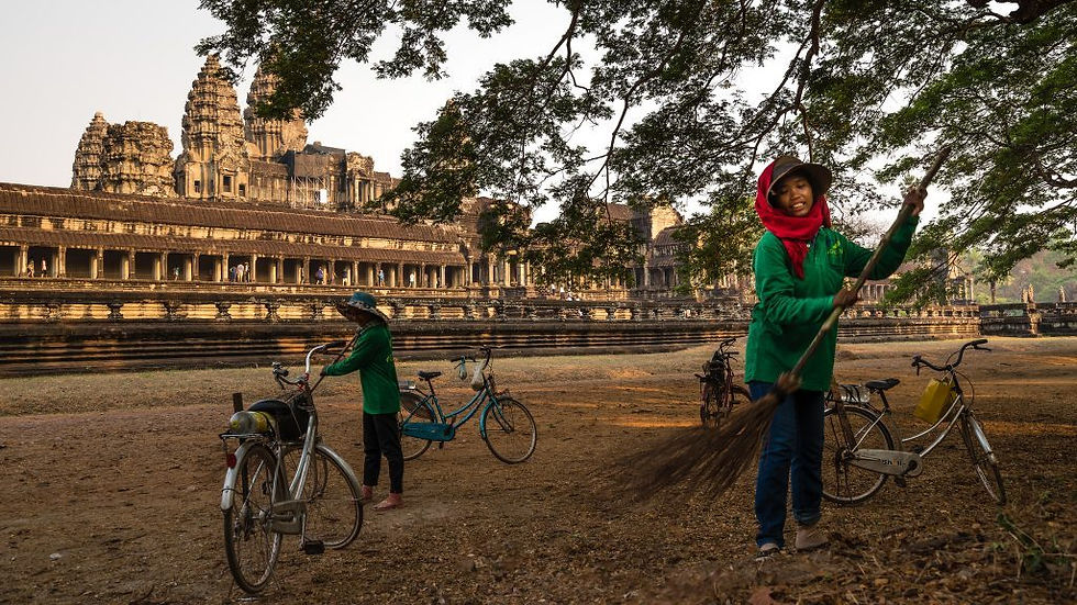 Pique-niques et hamacs désormais interdits autour d'Angkor Wat. Photographie