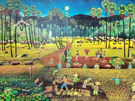 After his last visual tale, Dream Odyssey - an interstellar voyage with subconscious overtones - Cambodian artist Hour Seyha is back with his feet firmly on the ground, anchored in the intimate story of his origins.