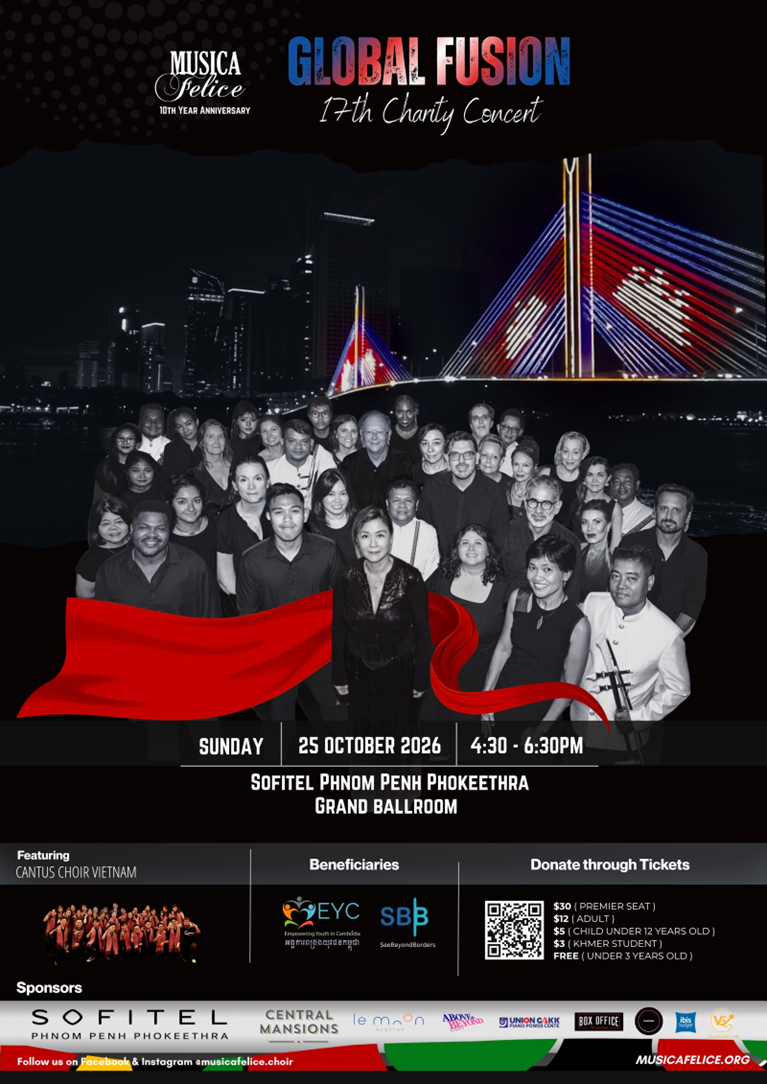 Phnom Penh’s international choir brings 22 nationalities to the Sofitel Phnom Penh Phokeethra stage on 25 October for an anniversary charity concert.