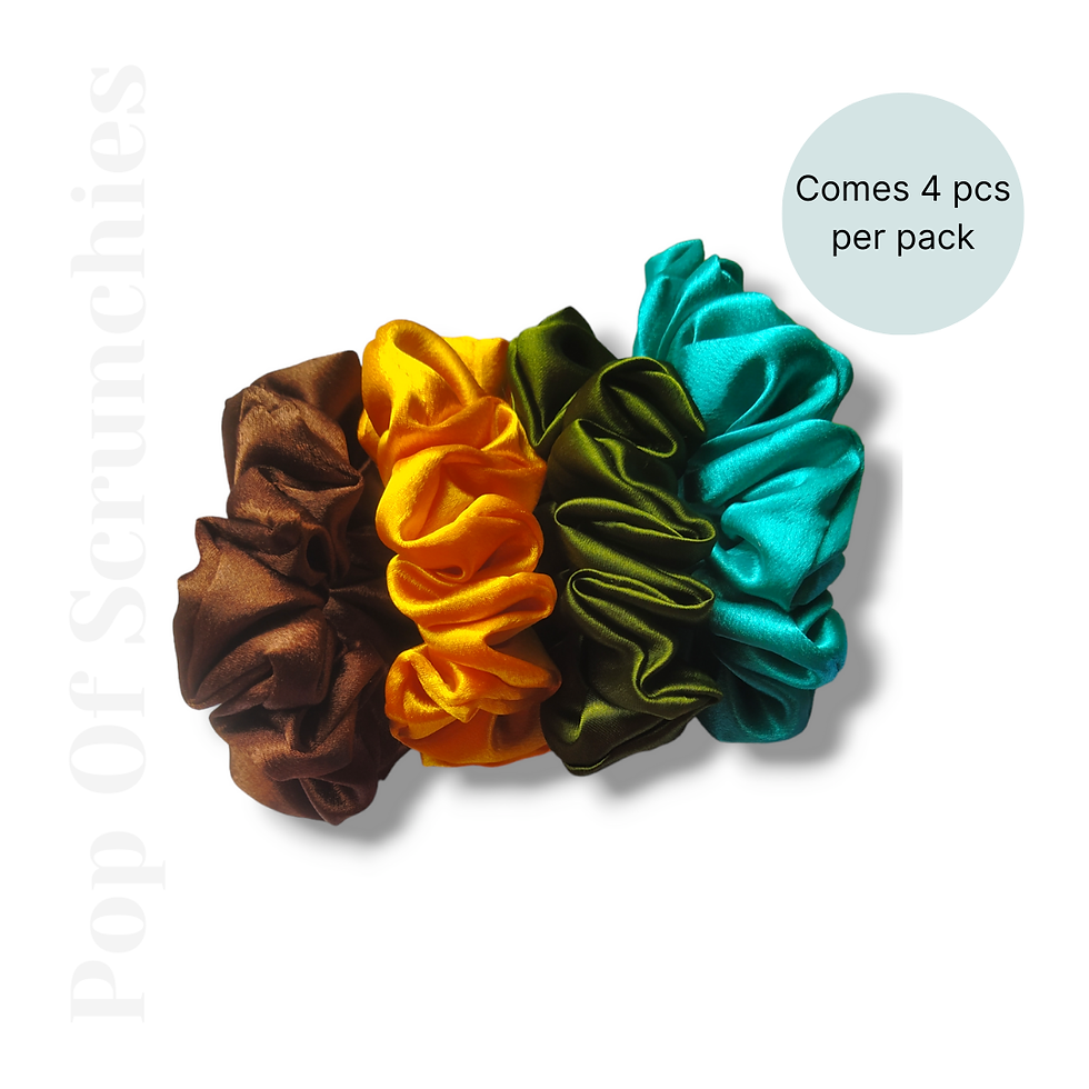 Thumbnail: Pop Of Scrunchies - Premium Silk Satin Scrunchies- (Slice Of Summer)- Medium
