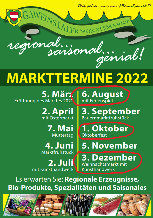 Monatsmarkt in Gaweinstal
