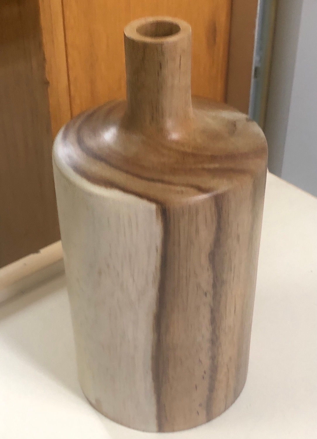 Wooden bottle shape vase
