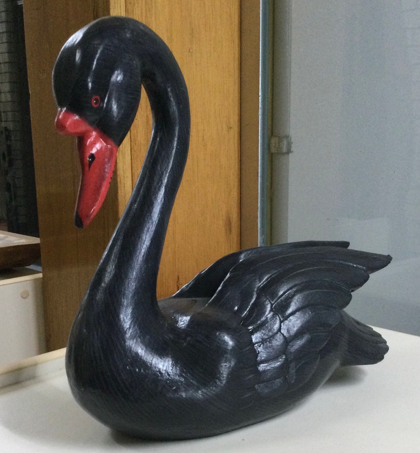 Swan wooden statue