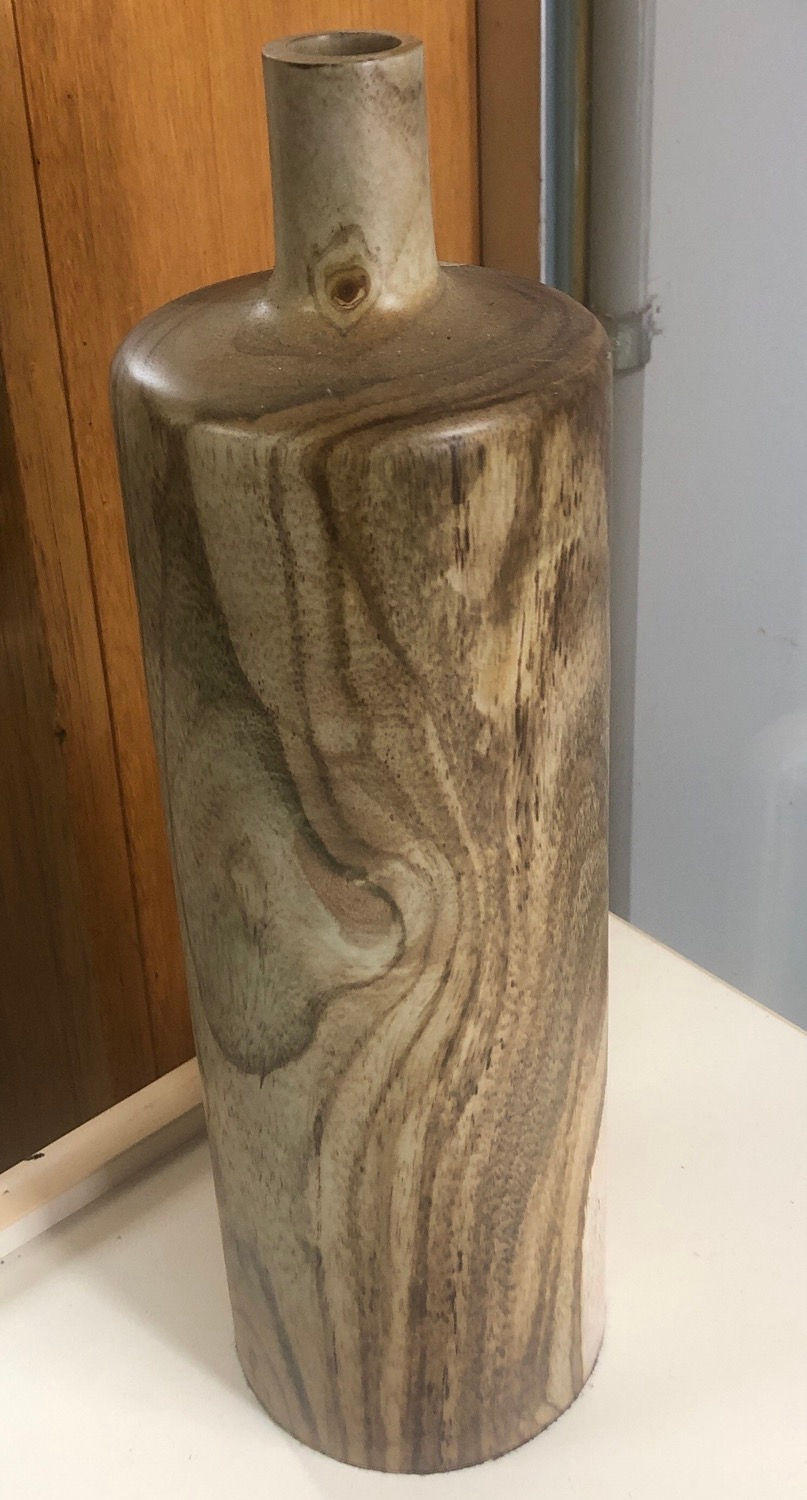 Vase bottle shape wood