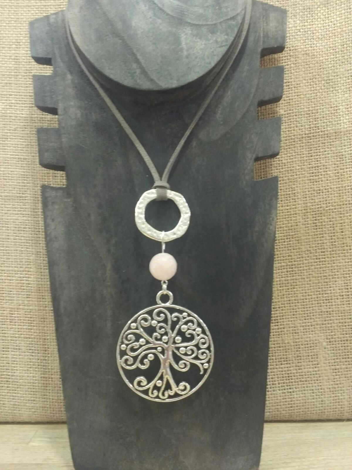 Collar Arbol de la Vida Cuarzo Rosa