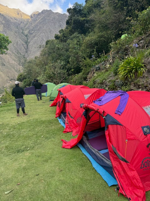 In the G Adventures literature, the hiking accommodations are described as a 3-person tent. Two people sleep in a tent with room for our luggage. There is no way 3 people were fitting in this tent, but Joe and I managed (with our luggage) for 3 nights