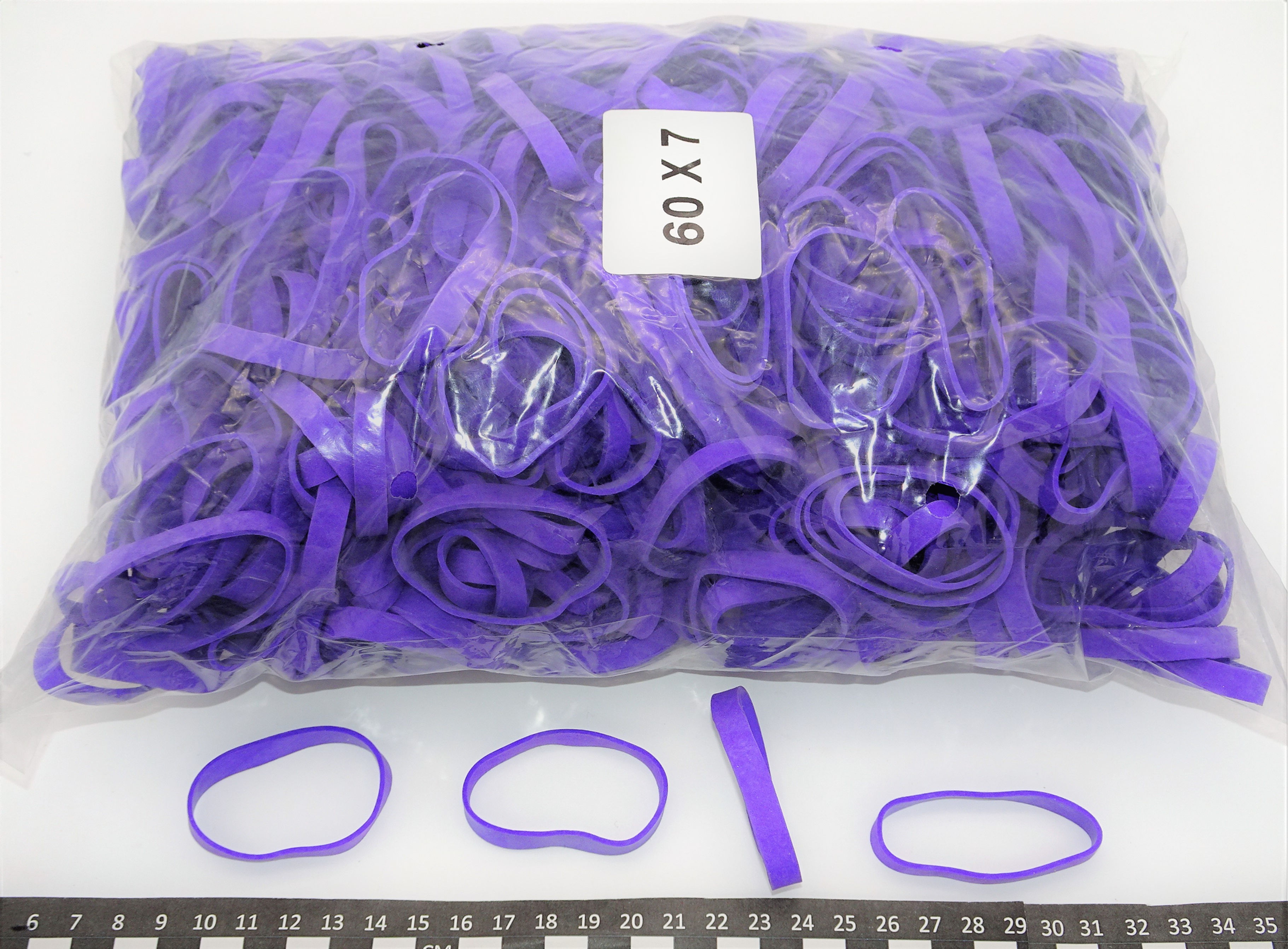 Elastiques caoutchouc - 60(Ø38)mm x 7mm - Violet - sac de 1kg