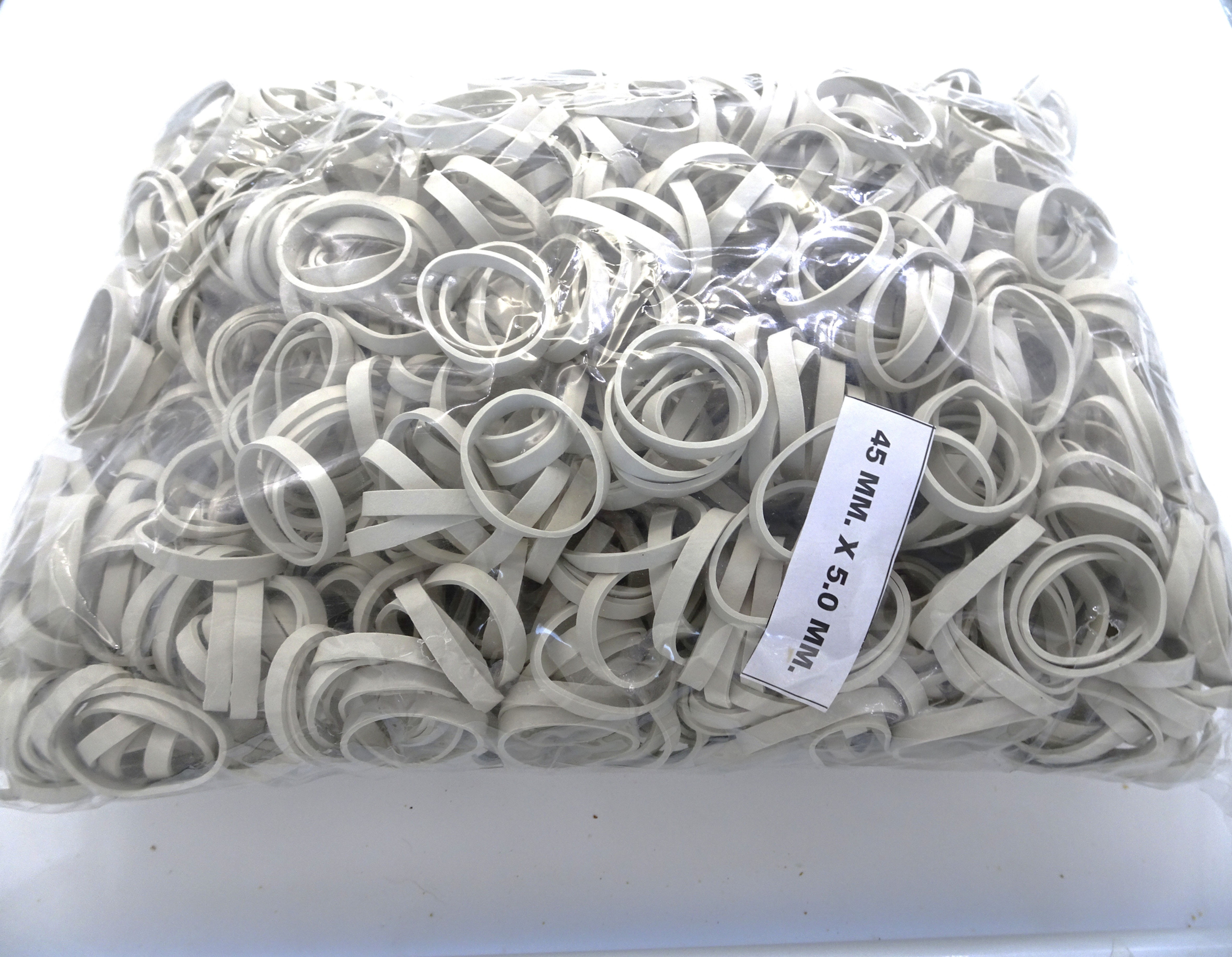 Elastiques caoutchouc - 45(Ø29)mm x 5mm - Blanc - sac de 1kg
