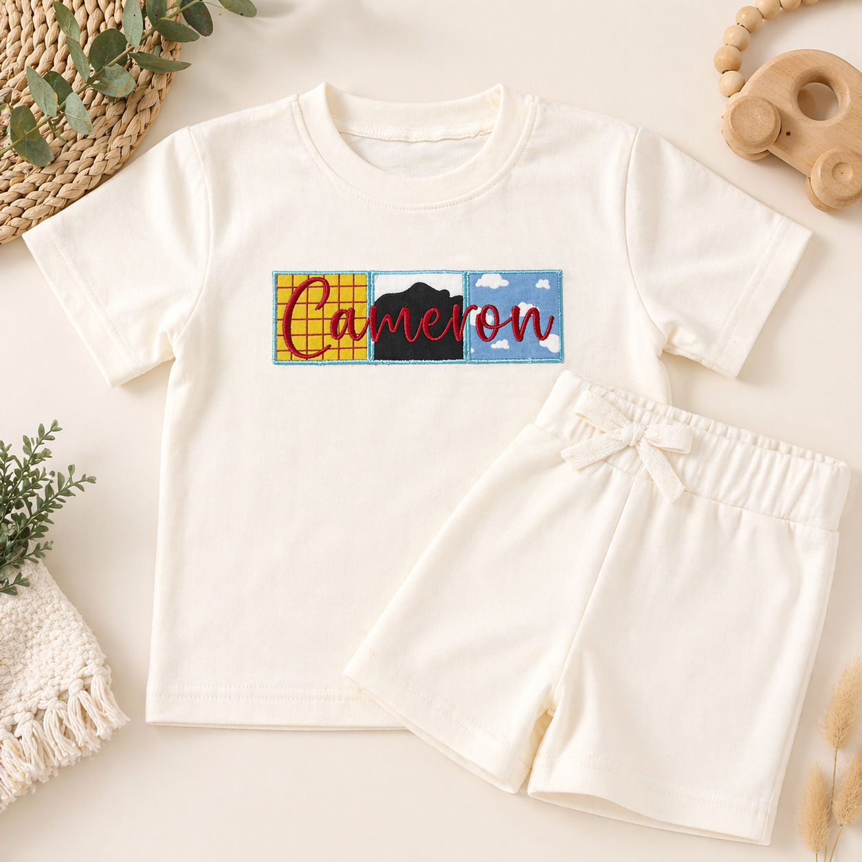 Appliqué Short and T-Shirt set 100% cotton
