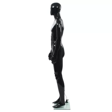 Miniature : Mannequin femme et homme corps complet base verre Noir brillant