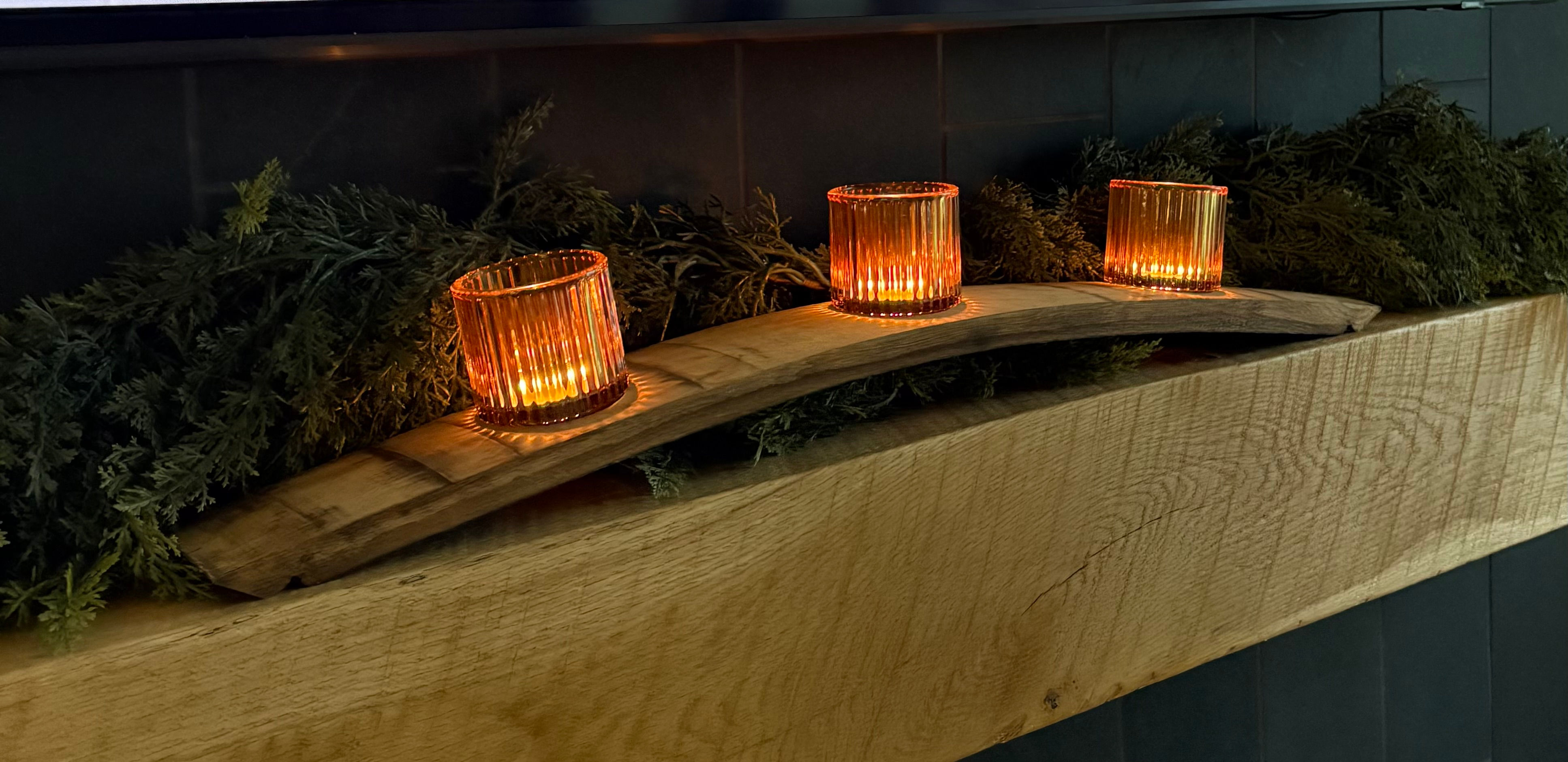 Whiskey Barrel Stave Candle Holder - Large - 30 Gal