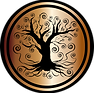 Align by Design copper circle logo with black tree of life with spiral leaves and roots.
