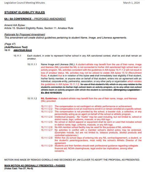 Case Study - Arizona High School Student-Athlete NIL Infraction & Newly Proposed Guidelines