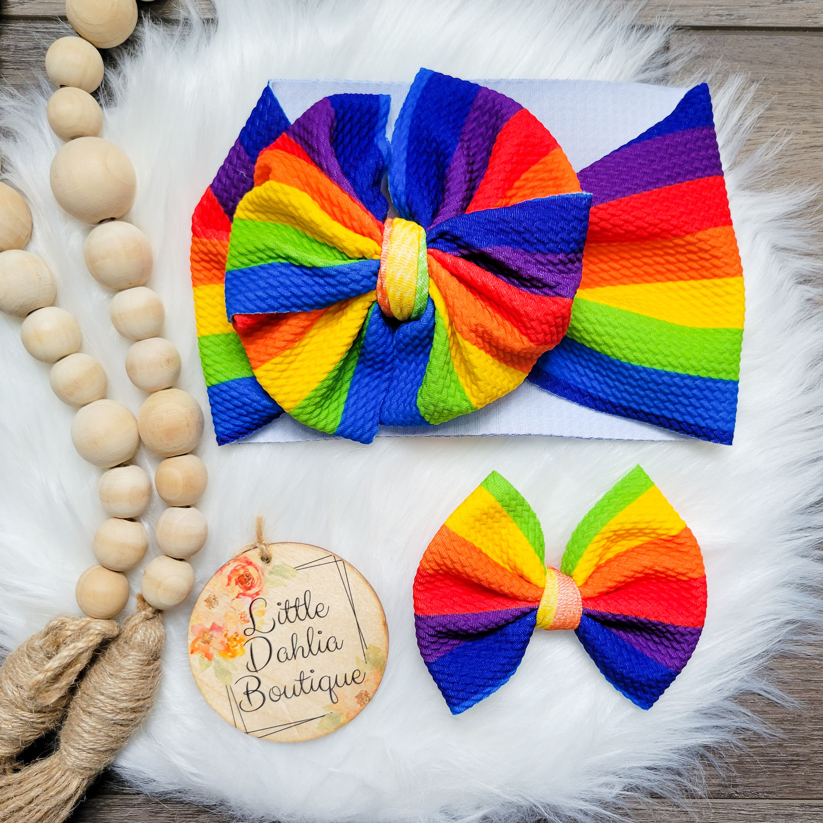 Rainbow Stripe Bows