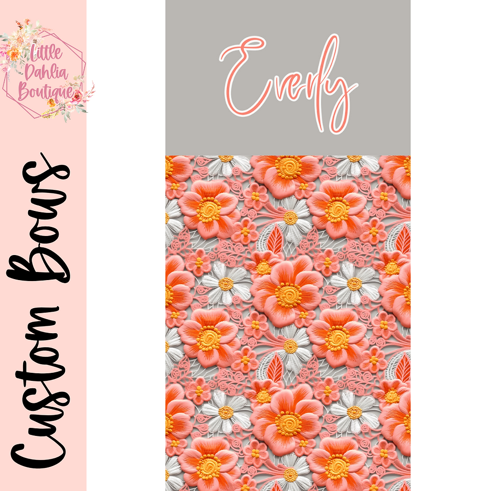 Orange Floral Custom Name Bows