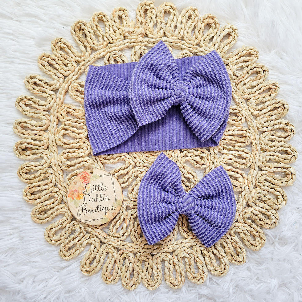 Perriwinkle Wavy Rib Knit Bows