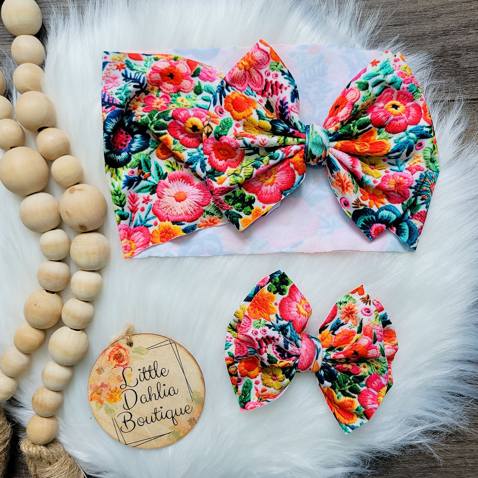 Mexican Floral Embroidery Knit Bows
