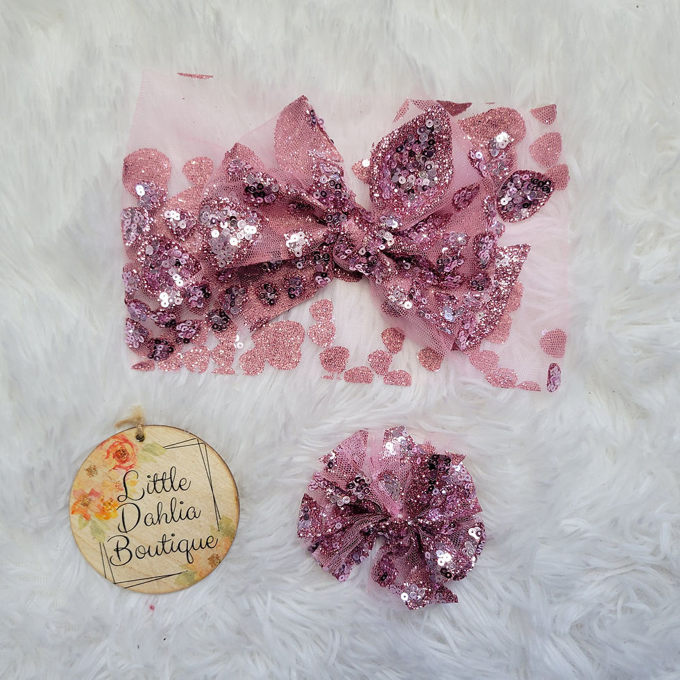 Pink Sparkle Hearts Bows (LIMITED)
