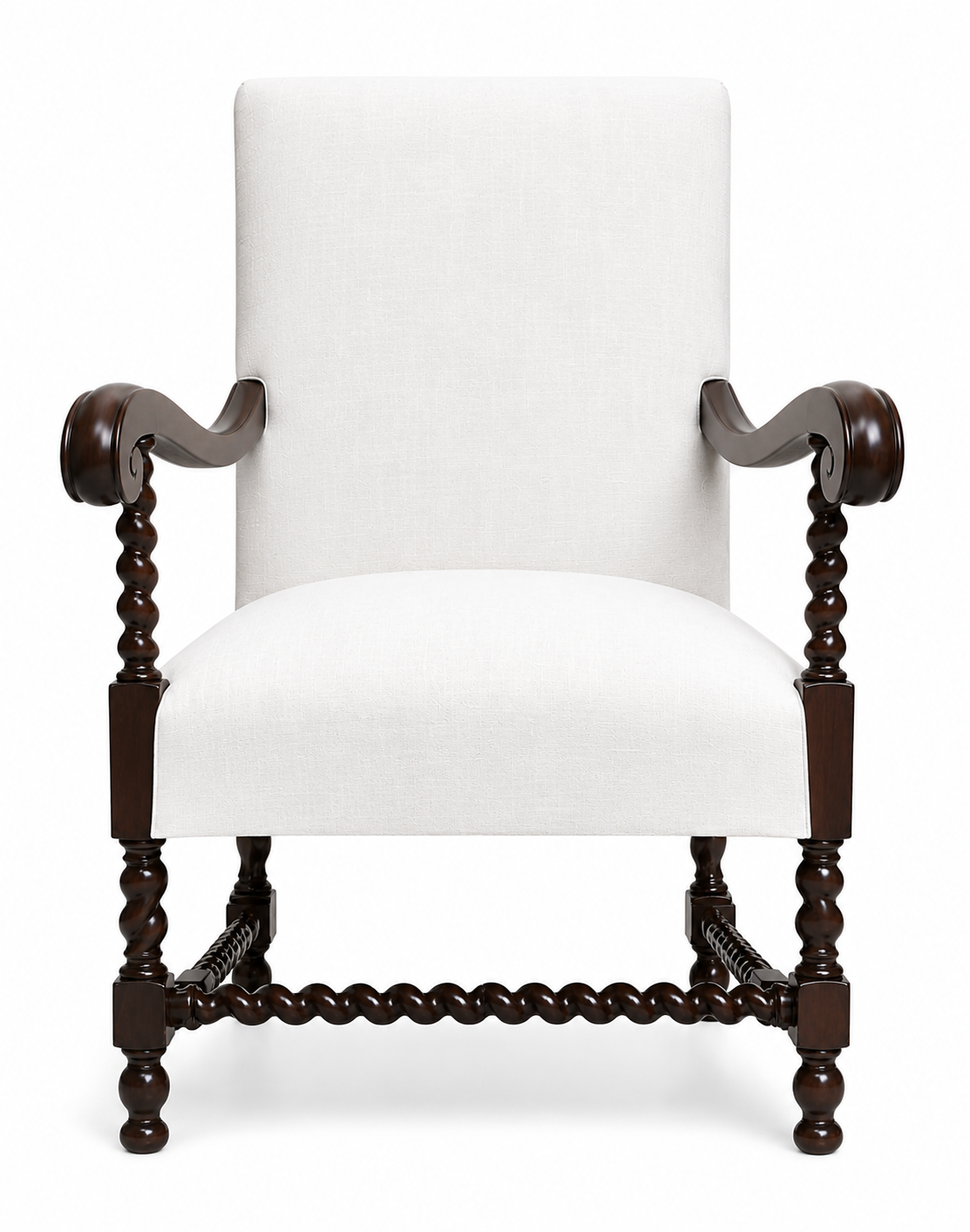 Vintage Traditional European Barley Twist Skirted Armchair