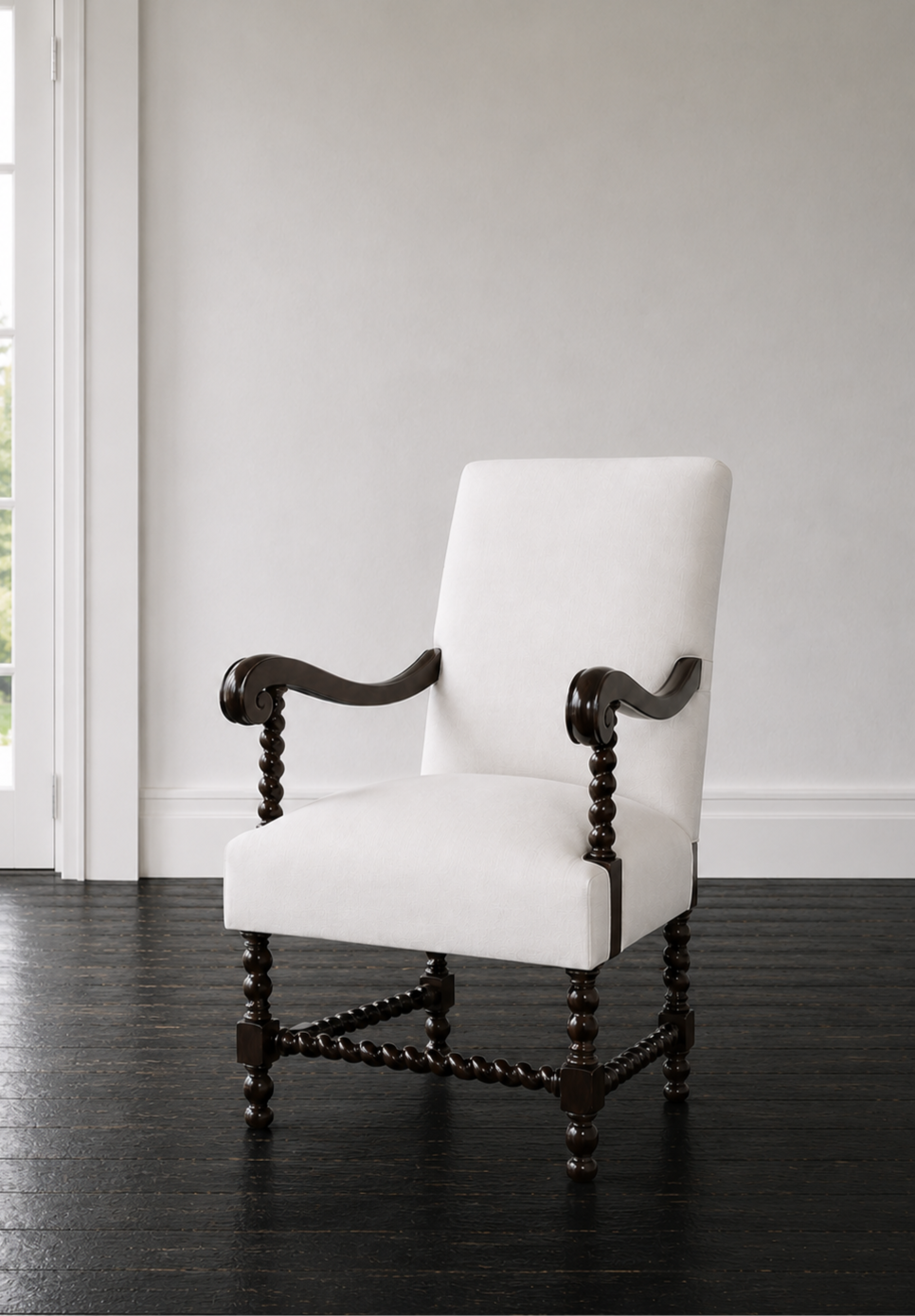 Vintage Barley-Twist w/ French Antique Linen Chair