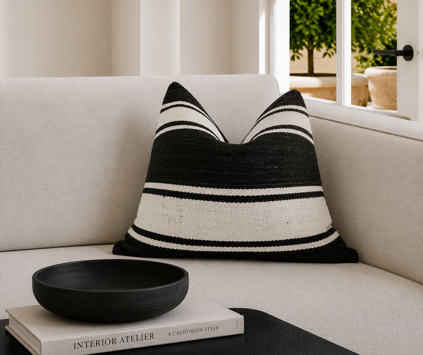 Fragments Identity Vintage Berber Hand-Spun Hemp Stripe Pillow