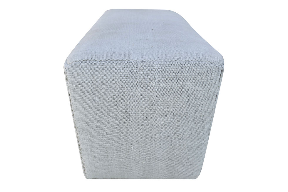 Thumbnail: FI Vintage Berber Tribal Hand-Loomed Natural Wool & Hemp Ottoman/Bench