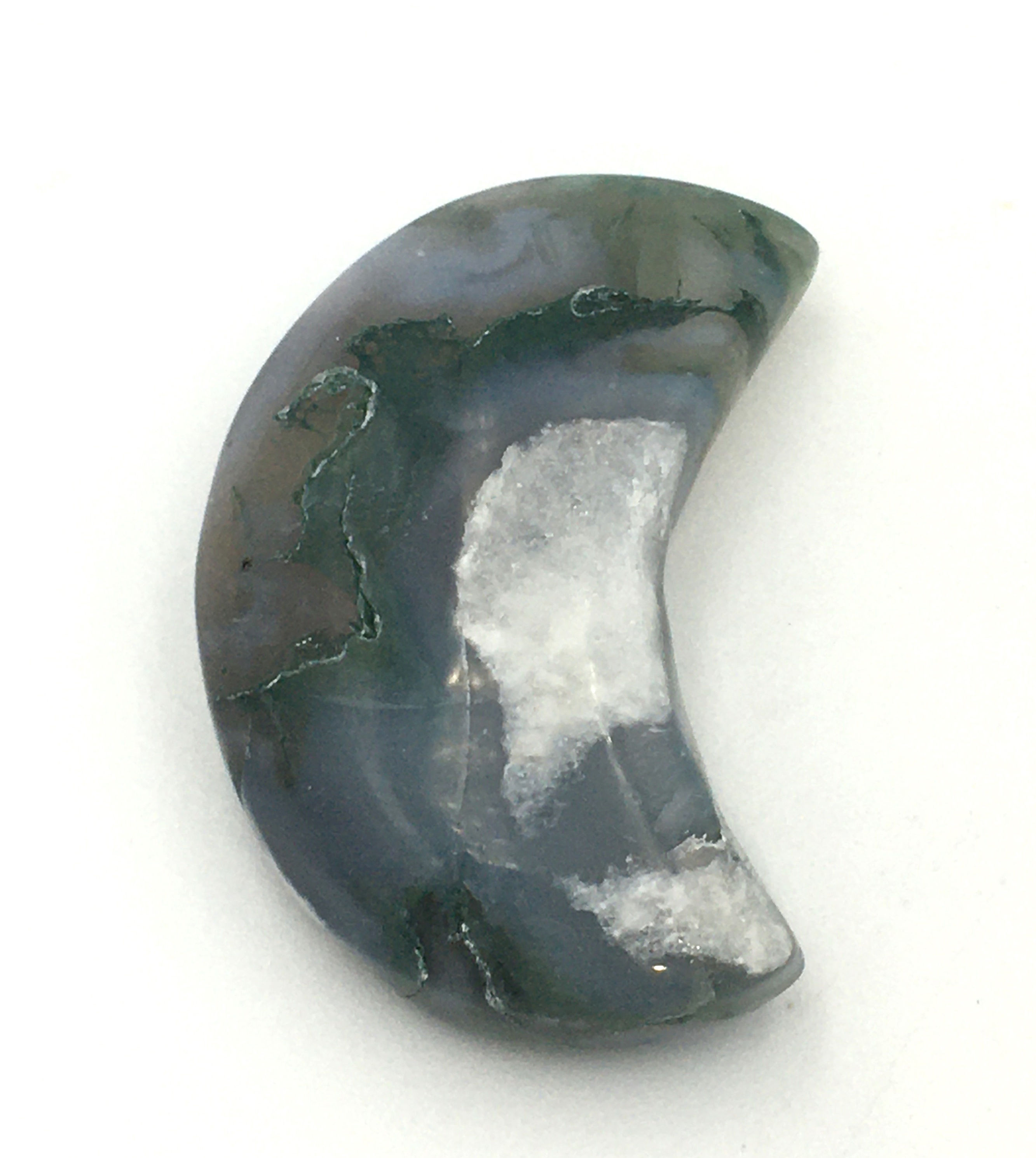 Moss Agate Crescent Moon