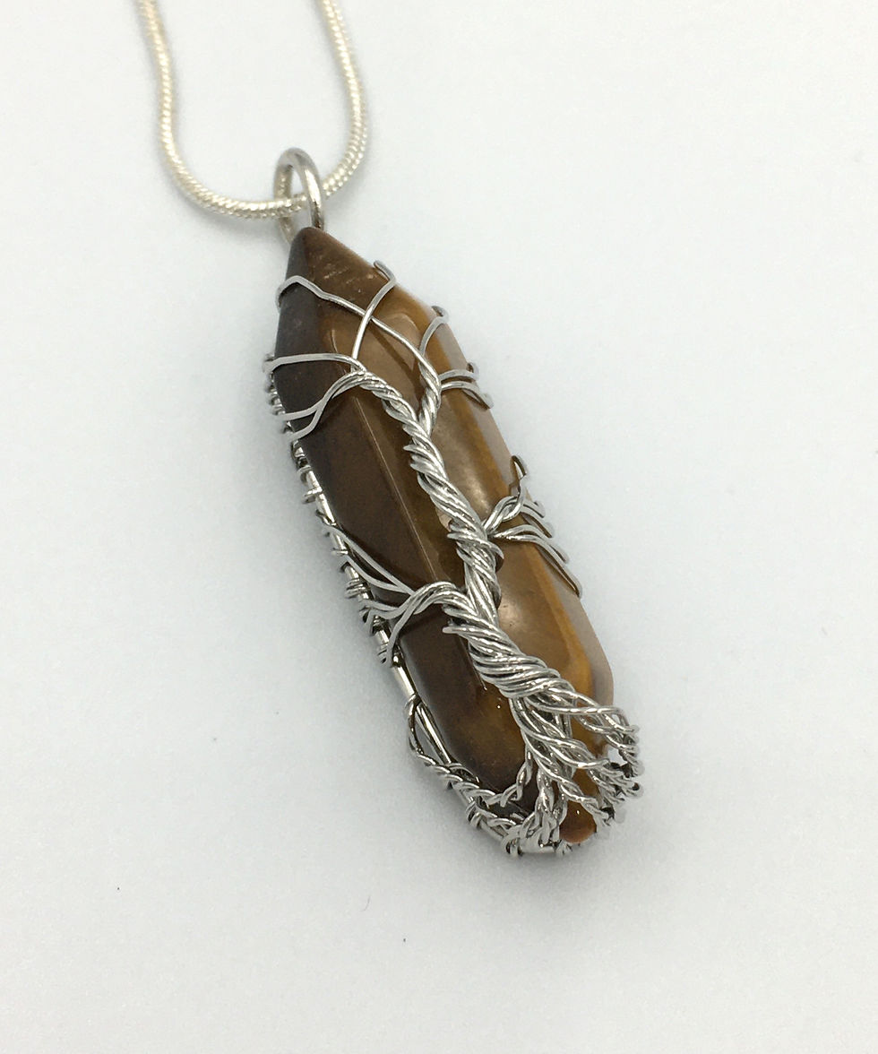 Golden Tiger Eye Wire Wrapped Double Terminated Necklace