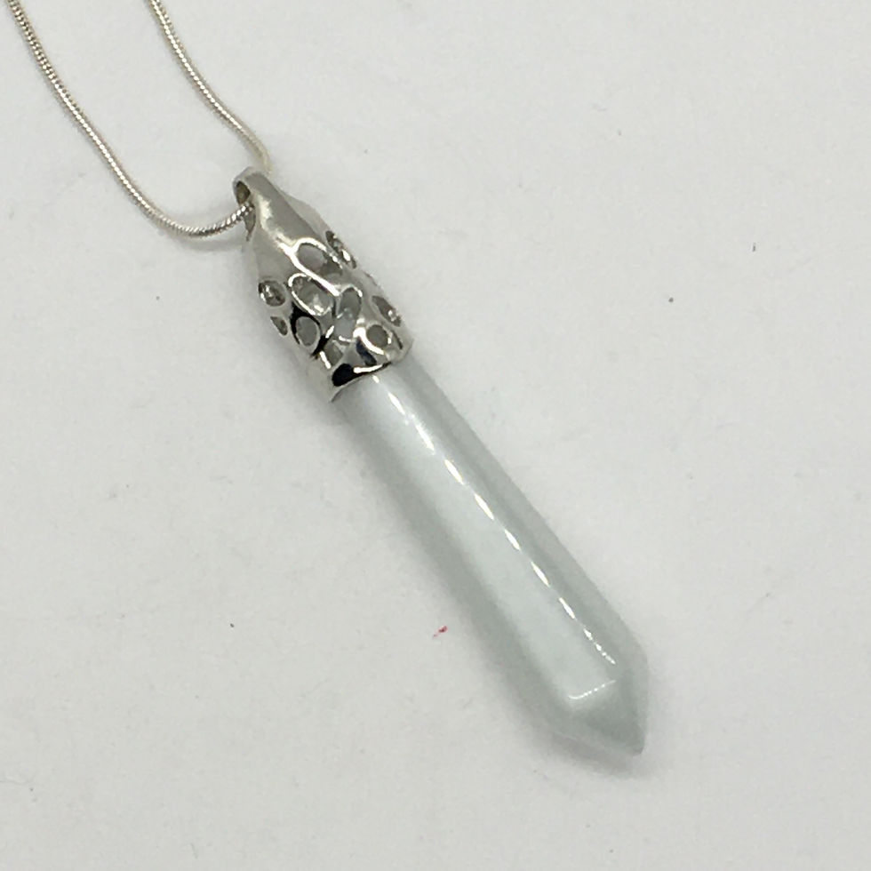 White Cat's Eye Hexagon Shaped Necklace