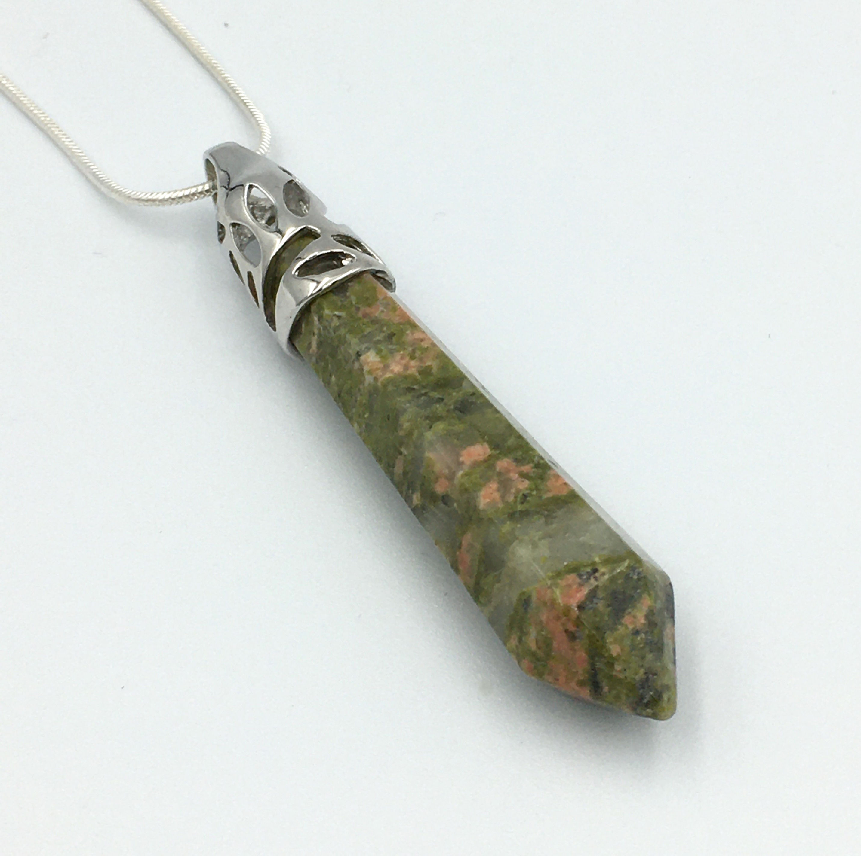Unakite Long Hexagon Shaped Necklace