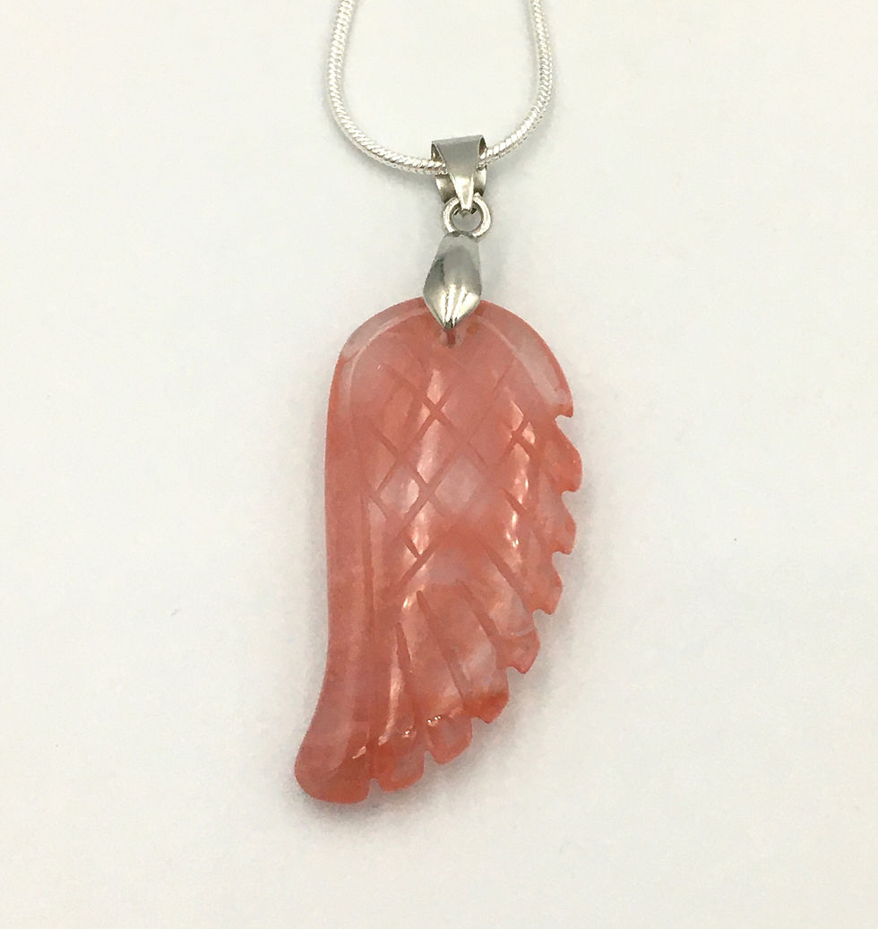 Cherry Quartz Angel Wing Necklace