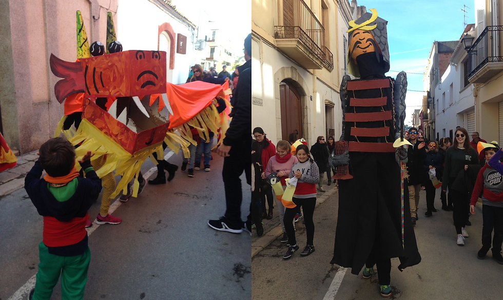 El Drac i el gegantó portat pel grup dels petits i els mitjans de l'esplai