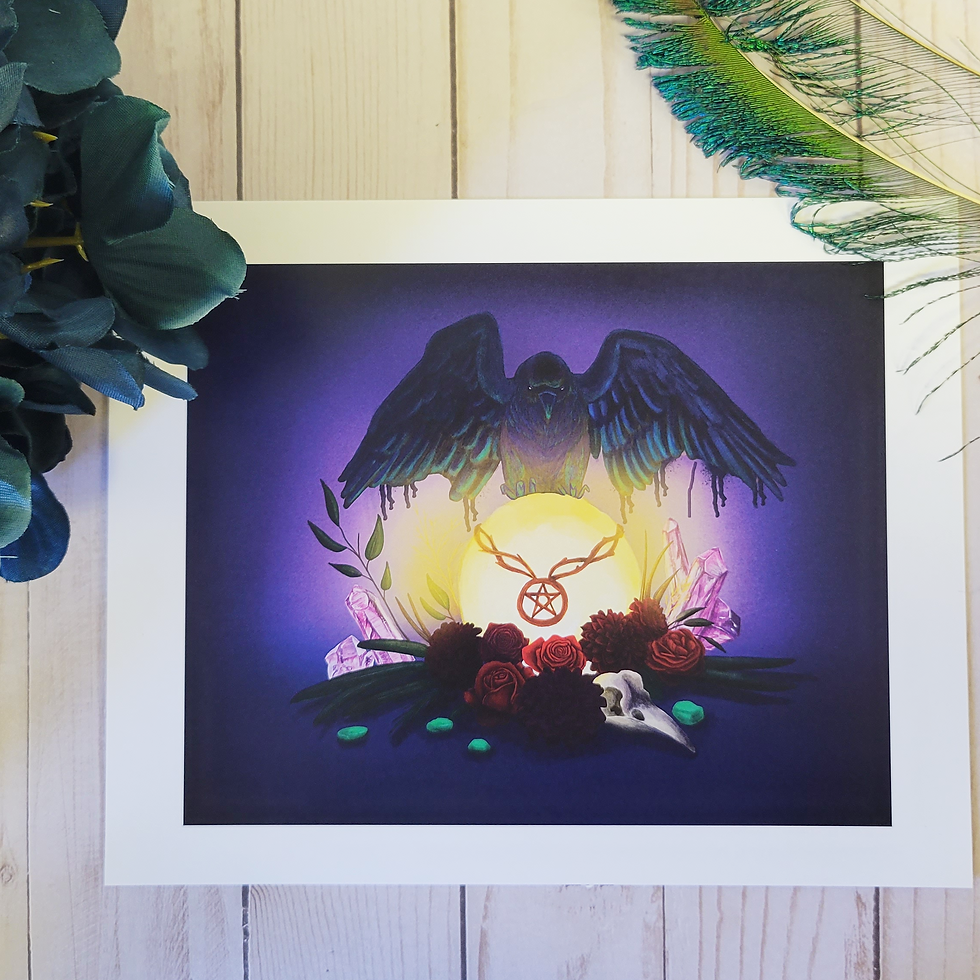 Thumbnail: Enchanting Raven in a Magical Scene: Original Digital Art Print Lifestyle shot