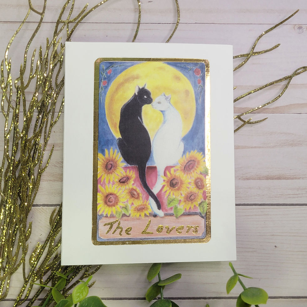 Thumbnail: The Lovers Greeting Card with wood paneling in bg