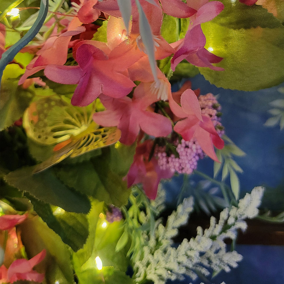 Thumbnail: Pink Crescent Moon Fairy Butterfly Wreath close up detail
