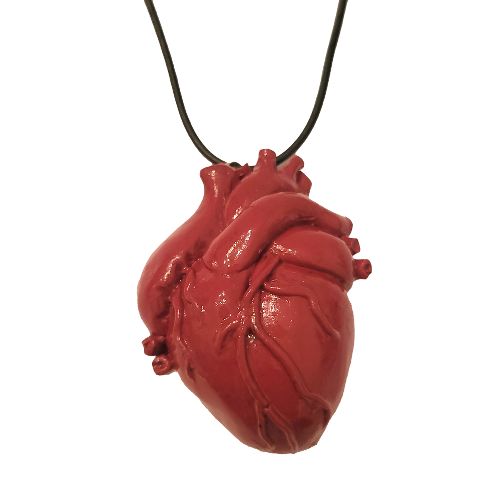 Thumbnail: Stylized Cherry Red Anatomical Heart Pendant