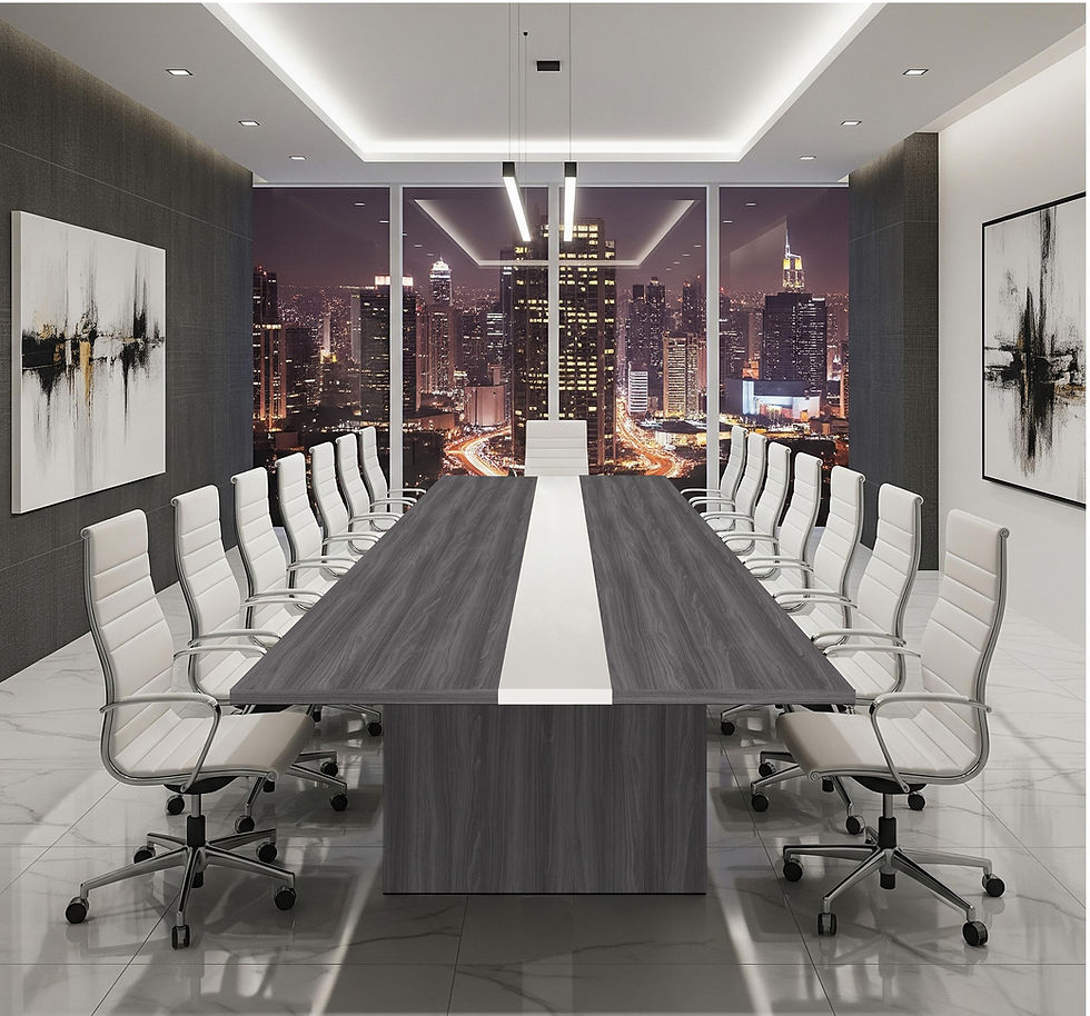 Manhattan Rectangular Conference Table With 3 Panel Bases