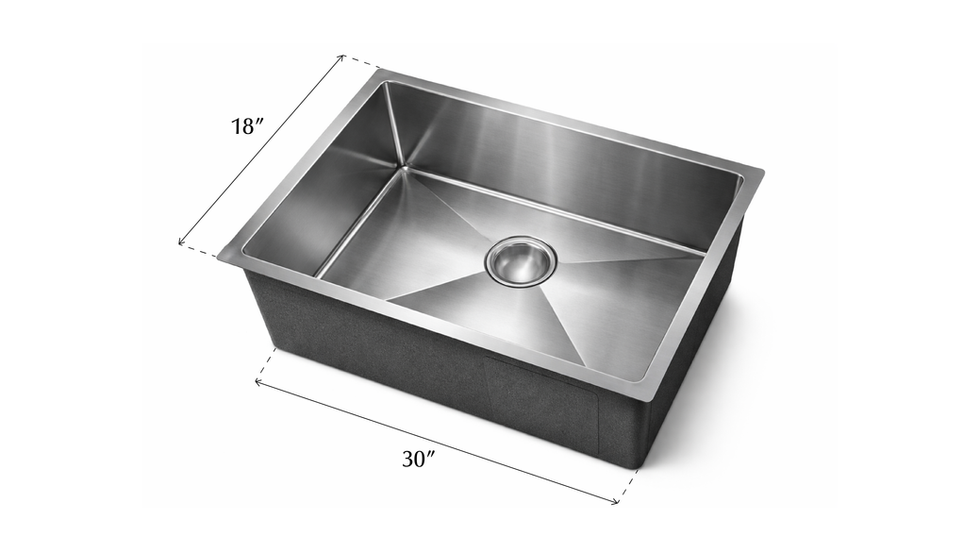 Stone Concepts 30 in Undermount Drop-in Single Bowl Stainless Steel Kitchen Sink - dimensions