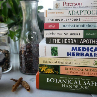 a stack of herbal medicine books