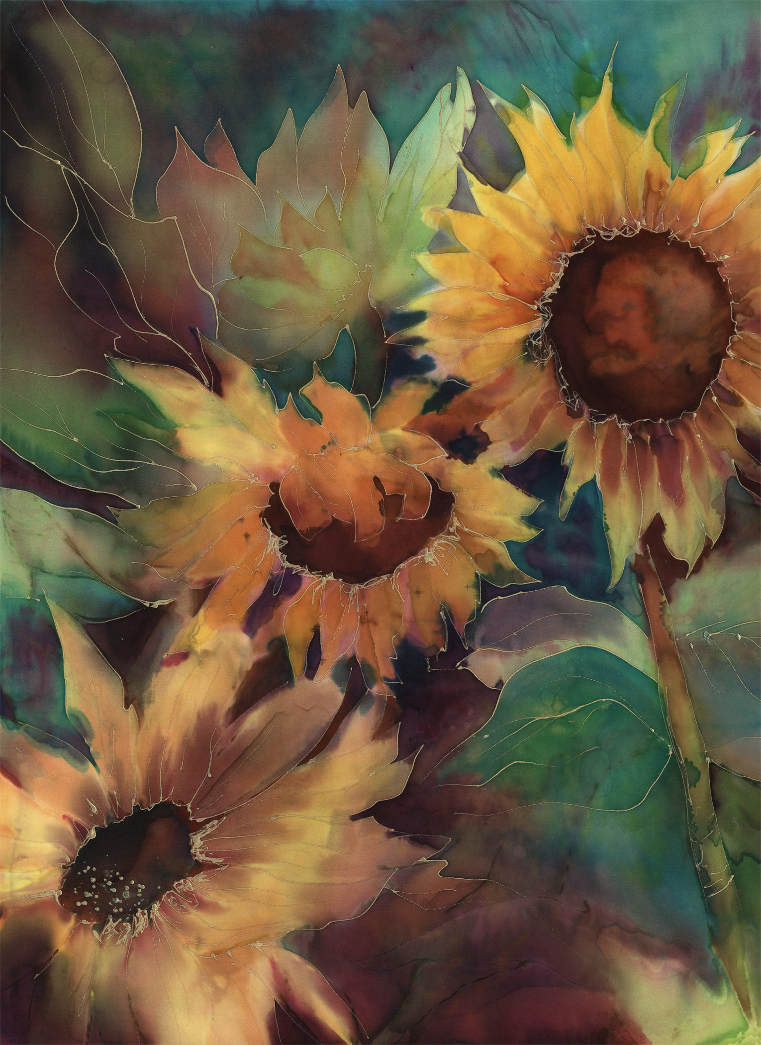 Sunflowers on Silk
