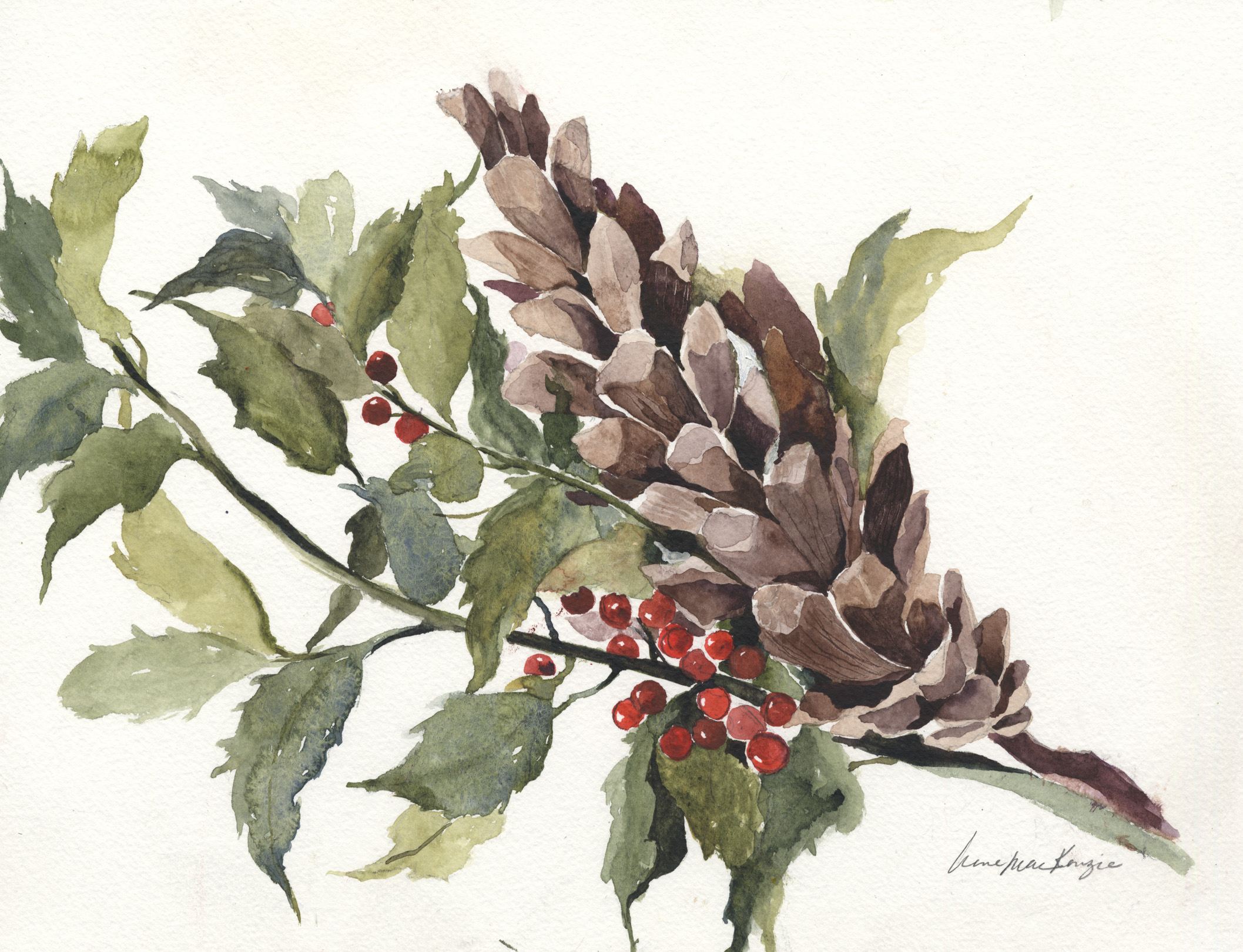 Pine Cone with Holly