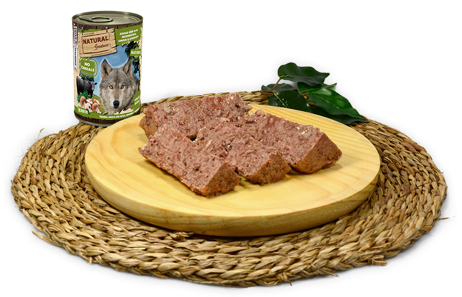 Miniatura: Natural Greatness - Ternera Angus con setas    (Lata 400gr)  Perro