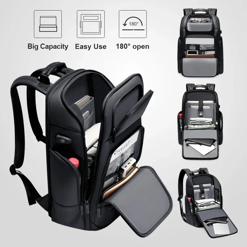 Thumbnail: Fenruien Waterproof Backpacks USB Charging School Bag Anti-Theft Men Backpack