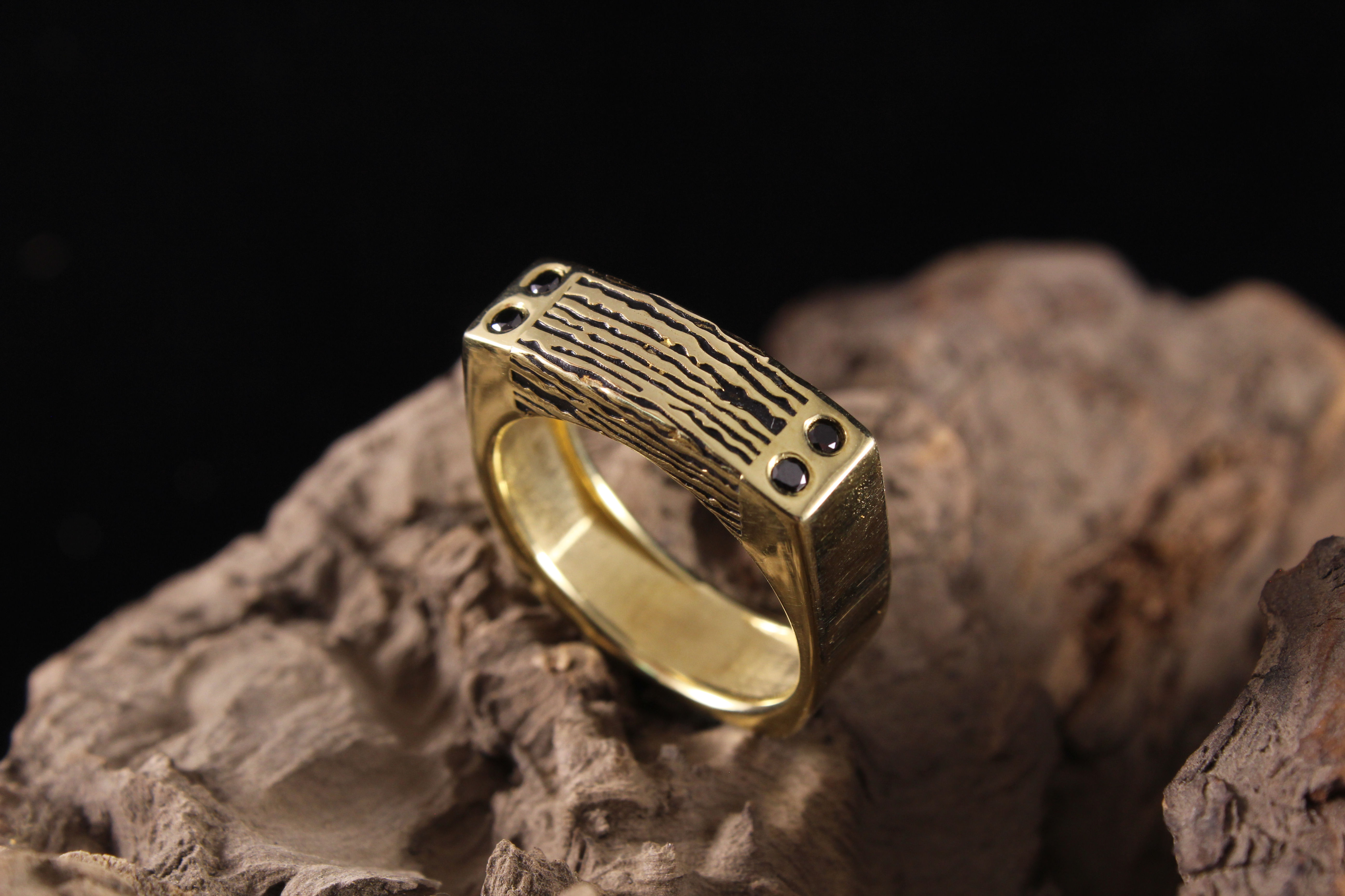 Wholesale Rectangle Top Wood Grain Ring