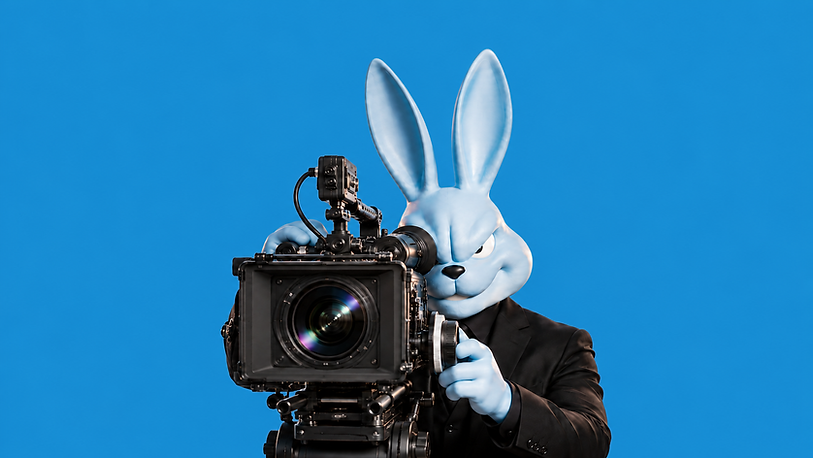 Bunnyman operating cinema camera