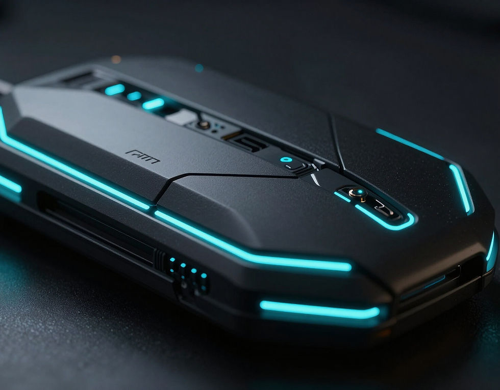 Dispositivo eletrônico futurista com iluminação neon