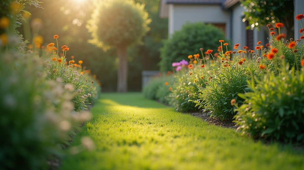 Eye-level view of a well-maintained garden with local plants