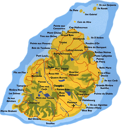 Map of Mauritius (taken from google)