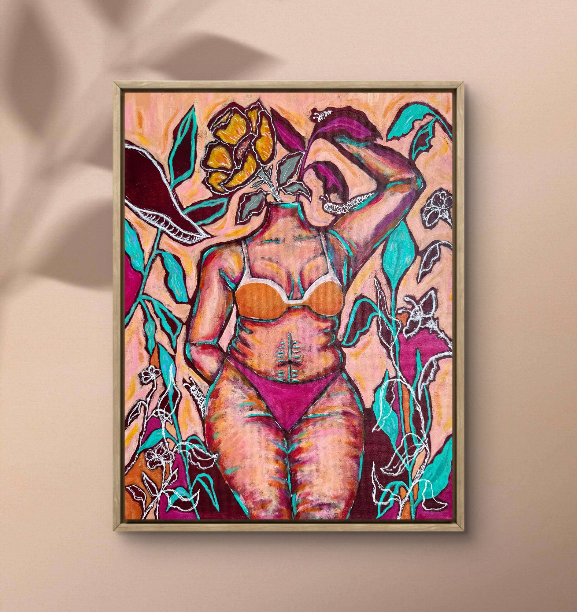 Celosia (see-low-shuh) Original Painting on Canvas