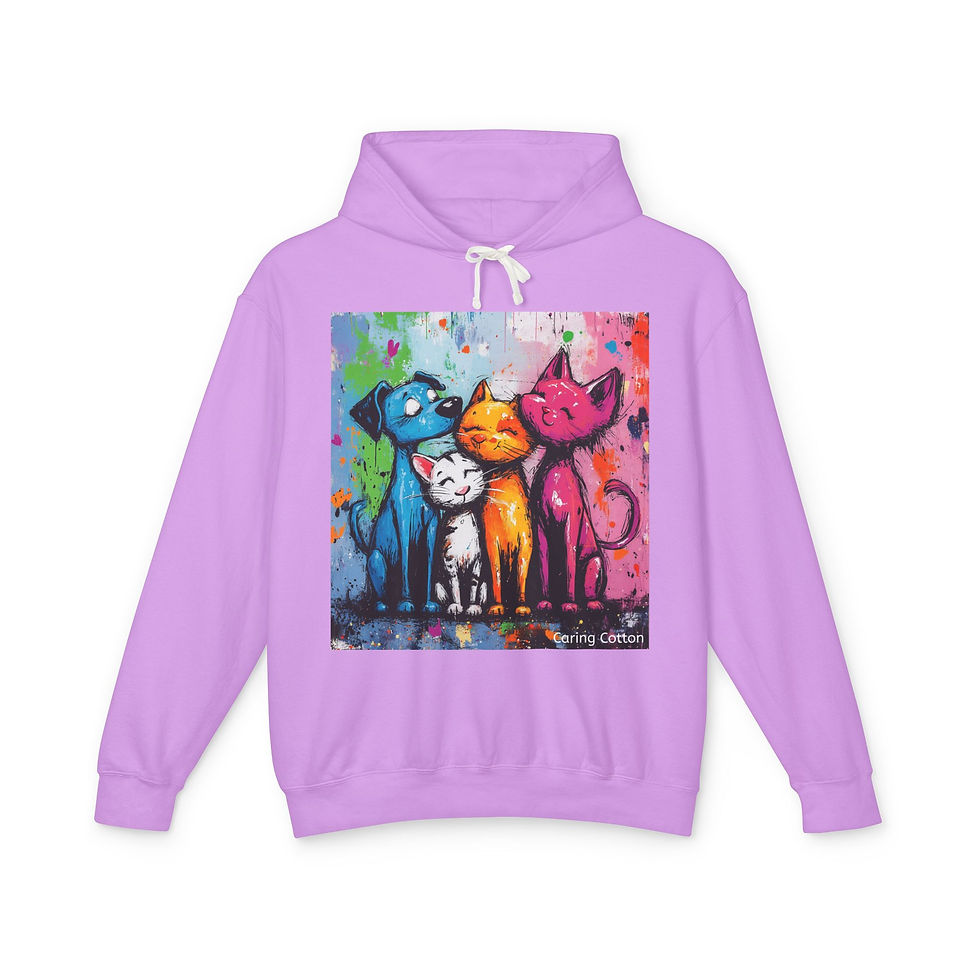Thumbnail: Dog and Cat Crew Pop Art Hooded Sweatshirt
